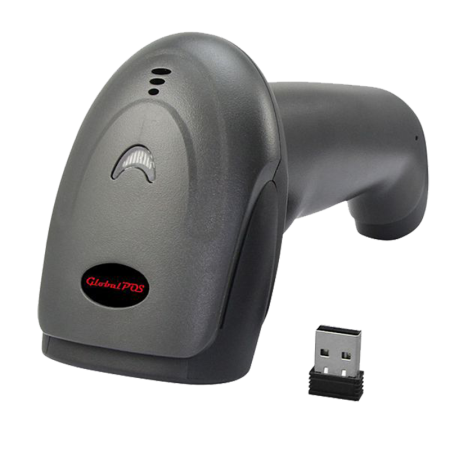 Сканер штрихкода GlobalPOS GP9322B (двумерный (2D) ручной беспроводной сканер, Bluetooth + 2,4ГГц, черный, в комплекте с USB кабелем для зарядки (без адаптера))